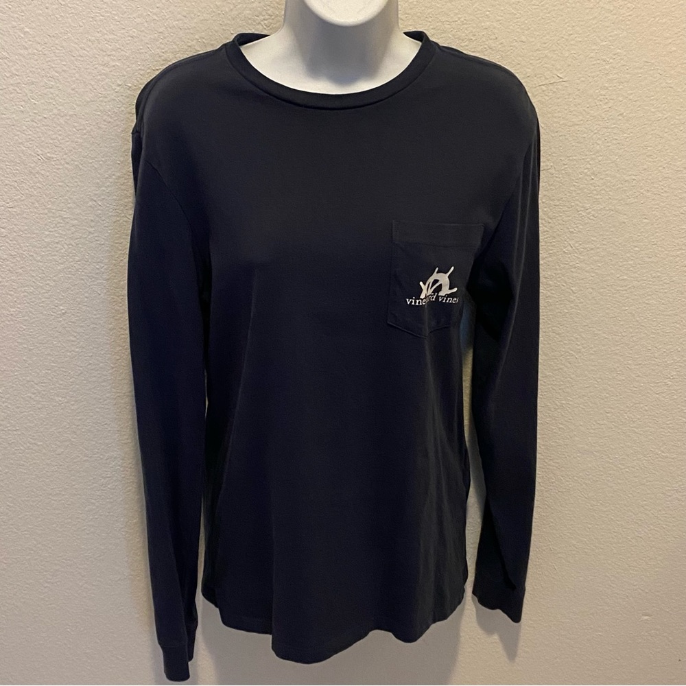 Vineyard Vines Navy Blue Long Sleeve Pocket Graphic Tee